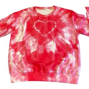 Women’s heart tie-dye print oversized sweatshirt sz S NWOT